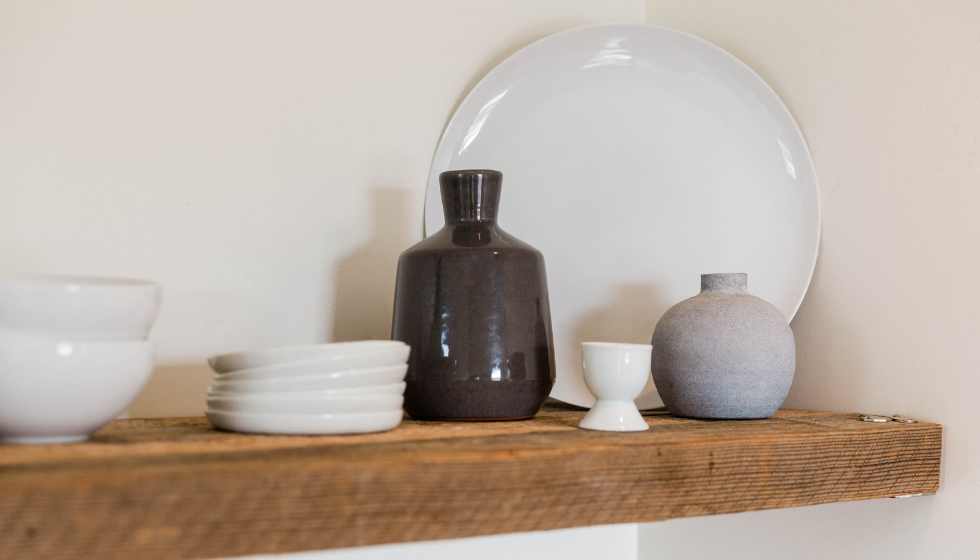 Wooden shelves