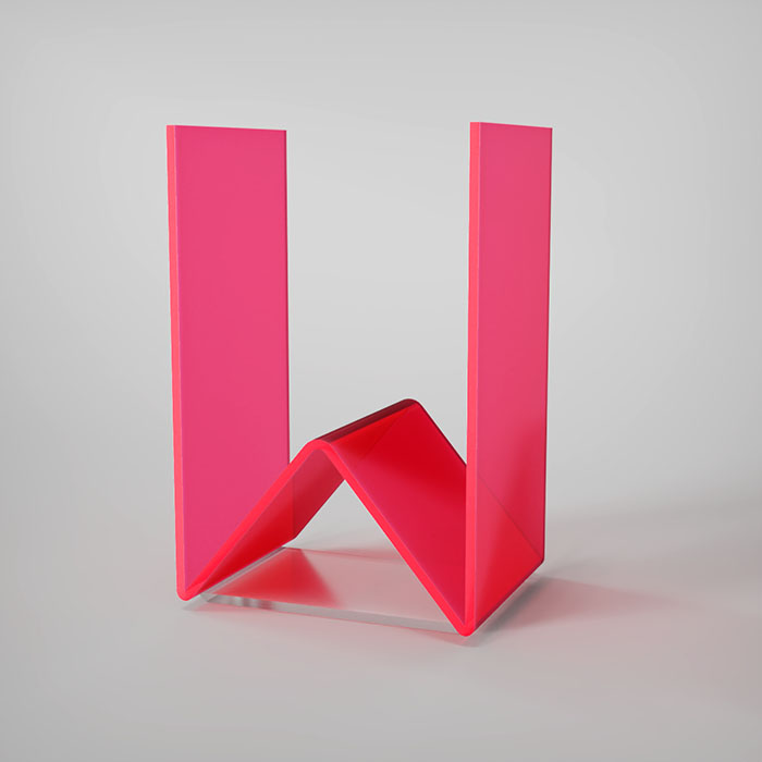 Anita Letters - Letras metacrilato - W - Fucsia fluor