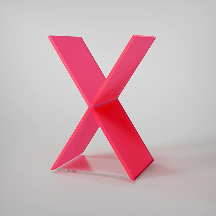 Anita Letters - Letras metacrilato - X - Fucsia fluor